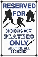 jesiceny new tin sign reserved for hockey players only checked sign aluminum metal sign for wall decor 8x12 inch
