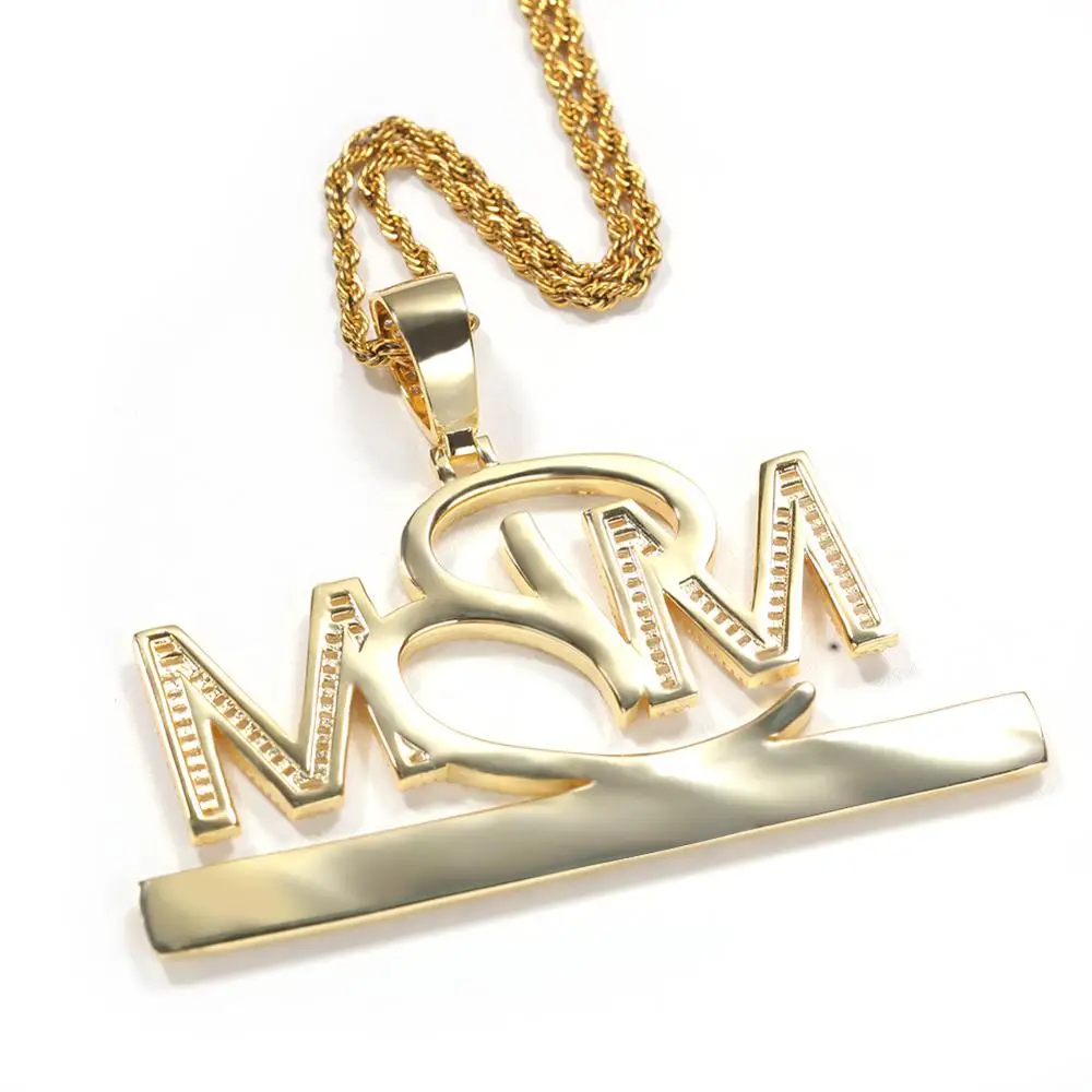 

Hip Hop Paved Cubic Zirconia Stone Bling Iced Out BMB Pendant Necklaces for Men Fashion Rapper Jewelry Gifts Drop Shipping