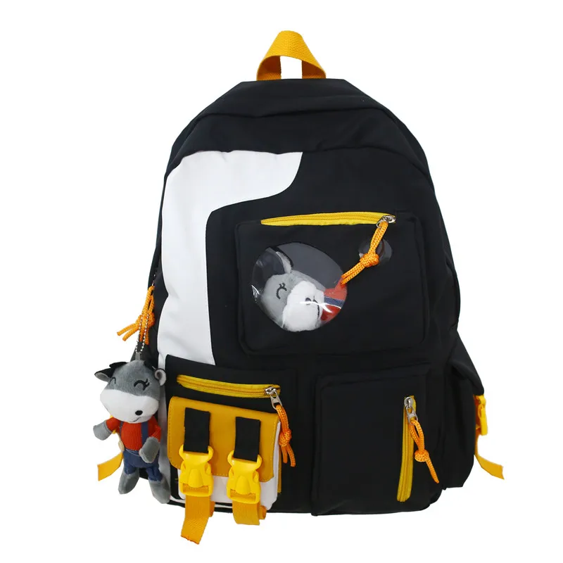 

Cute Panelled School Bag Harajuku Men Women Backpack Student Girl School Backpacks Female Large Capacity Japanese Mochilas 2021