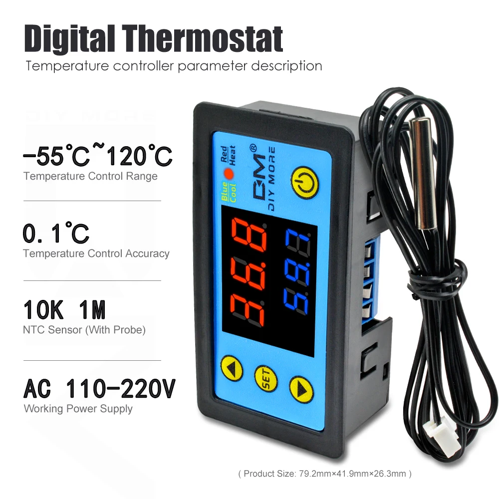 110V 220V 12V C/F цифровой регулятор температуры Термостат Термометр для внутреннего и наружного инкубатора регулятор задержки нагрева охлаждения