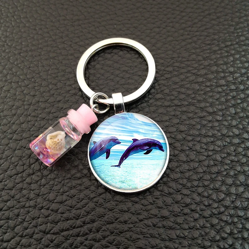 Брелок для ключей в виде морской черепахи Дельфина ракушки стеклянной