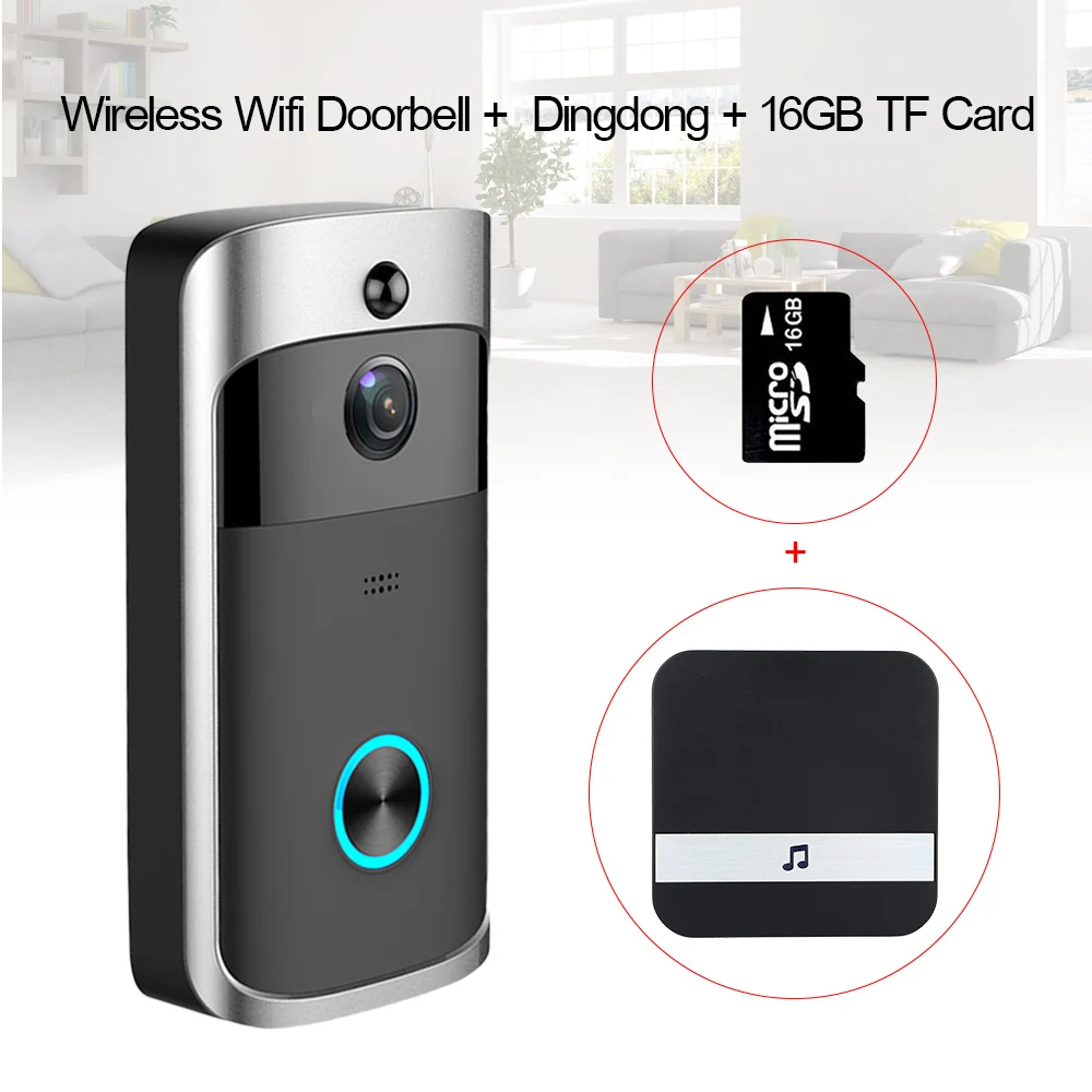 Option 5 Умный беспроводной дверной звонок, Wifi, для домашней безопасности, видео, дверной зритель, звонок, дверной звонок с камерой, цифровые видео глаза для двери - Цвет: Option 5