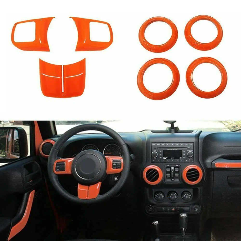 

12pcs Car Interior Trim Kit Set Orange ABS Perfect Fashion Accessories
