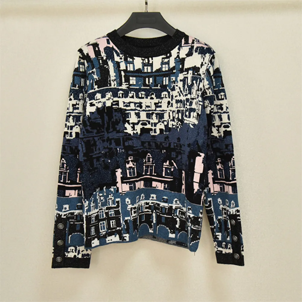 

Spring New Designer Runways Women's High Quality O-neck Sweater Tops A059