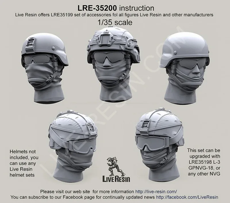 Живая Смола LRE 35200 1/35 голова с балаклавой для MICH helmet|Наборы сборки моделей| |