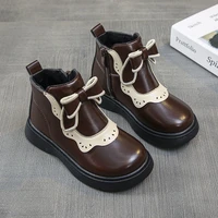 2022 spring new british style children martin boots girl korean version bowknot shoes fashion princess boots 1 3 4 9 10years old