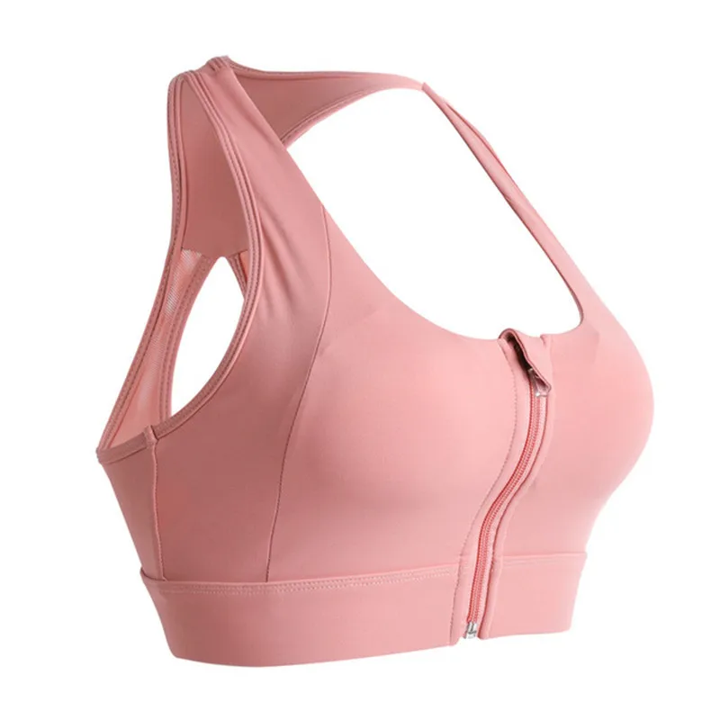 

Shockproof Yoga Bra For Women Fitness With Tank Tops Bodybuilding GYM Running Sportwear Front Zipper Sports Underwear Vest