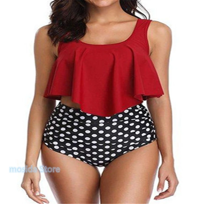

100pcs 2020 ruffled multicolor printed bikini high waist, ruffled multicolor printed bikini