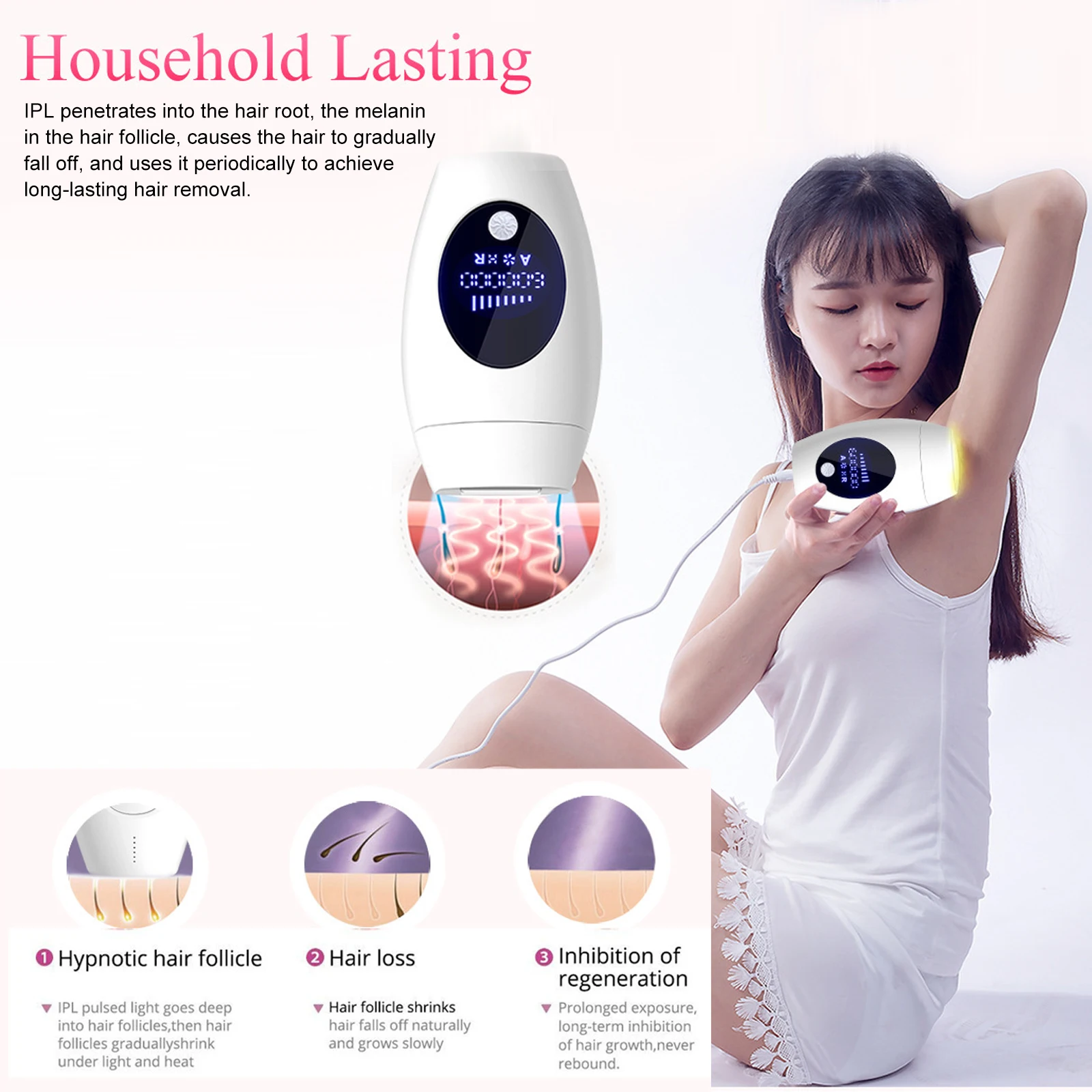 Женский лазерный эпилятор безболезненный для перманентного удаления волос