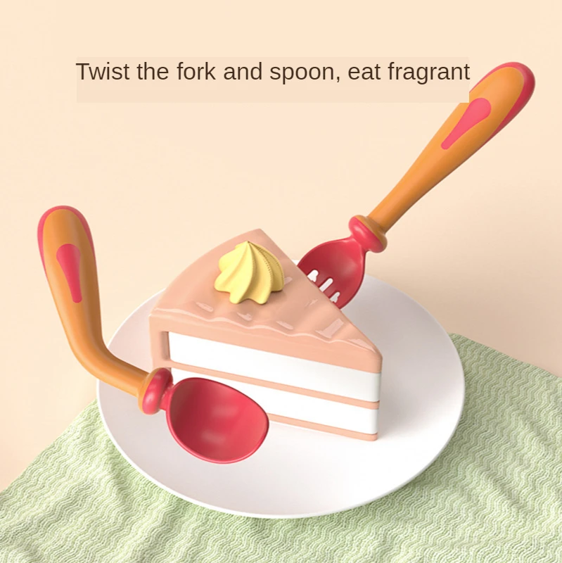 

Baby Twisting Spoon Baby Feeding Supplies Children's Practice Spoon Fork Complementary Food Tableware With Storage Box