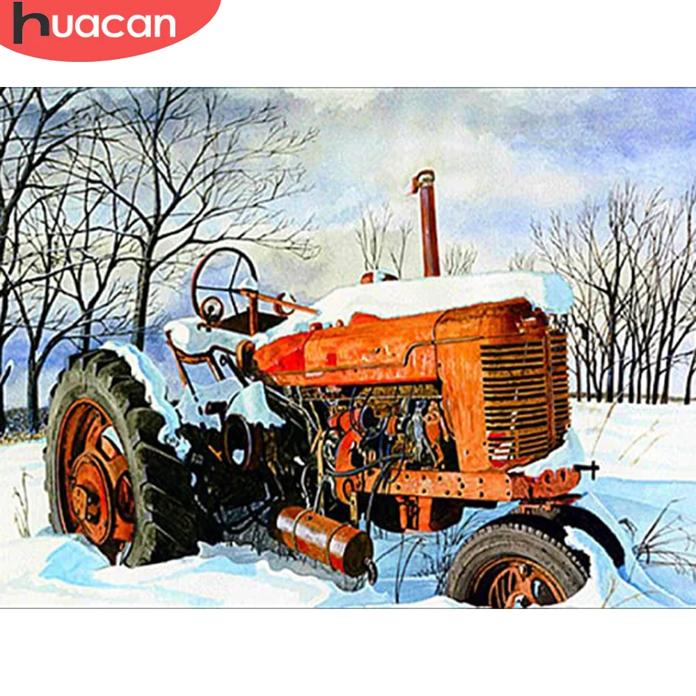 

HUACAN Diamond Painting Tractor 5D DIY Diamond Mosaic Winter Landscape Embroidery Full Square/Round Drill Handicraft