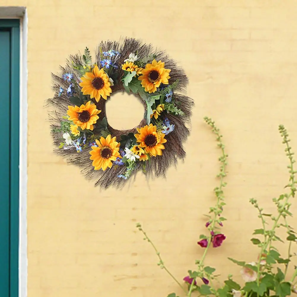 

New Artificial Sunflower Wreath Front Door Hanging Floral Wreaths Decorative Door Wreath Simulation Sunflower Plant Decoration