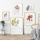 Современная абстрактная картина в скандинавском стиле, женский цветок, холст, настенное искусство, декор для комнаты девочки, картина для домашнего дизайна, интерьерный Декор без рамки