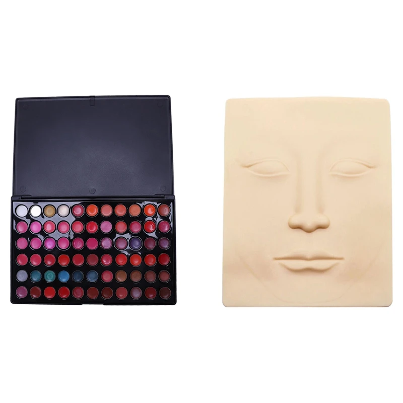 

1 Pcs 66 Color Lip Gloss Set Makeup Cosmetic Palette Lipstick & 1 Pcs 3D Permanent Makeup Lips Eyebrow Face