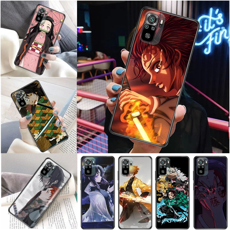 

Demon Slayer Agatsuma Zenitsu Kimetsu No Yaiba Kamado Tanjirou Kamado Nezuko Phone Case For Xiaomi Redmi Note 10 10T Pro