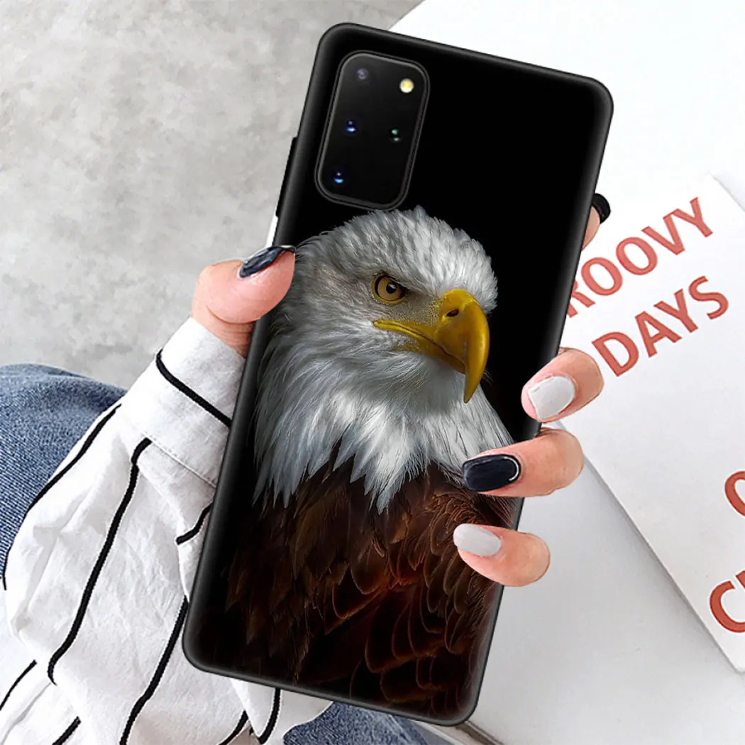 Soft silicone Cover for Samsung Note 8 9 S6 S7 Edge S8 S10 10 Plus S10E Black Phone Case Eagle Animal | Мобильные телефоны и