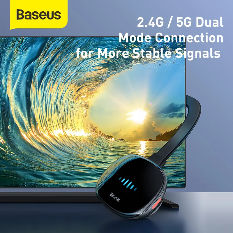 baseus wireless display adapter 4khd media video streamer tv stick 4k hd dongle 2 4g 5g wifi screen mirror receiver for tv phone free global shipping
