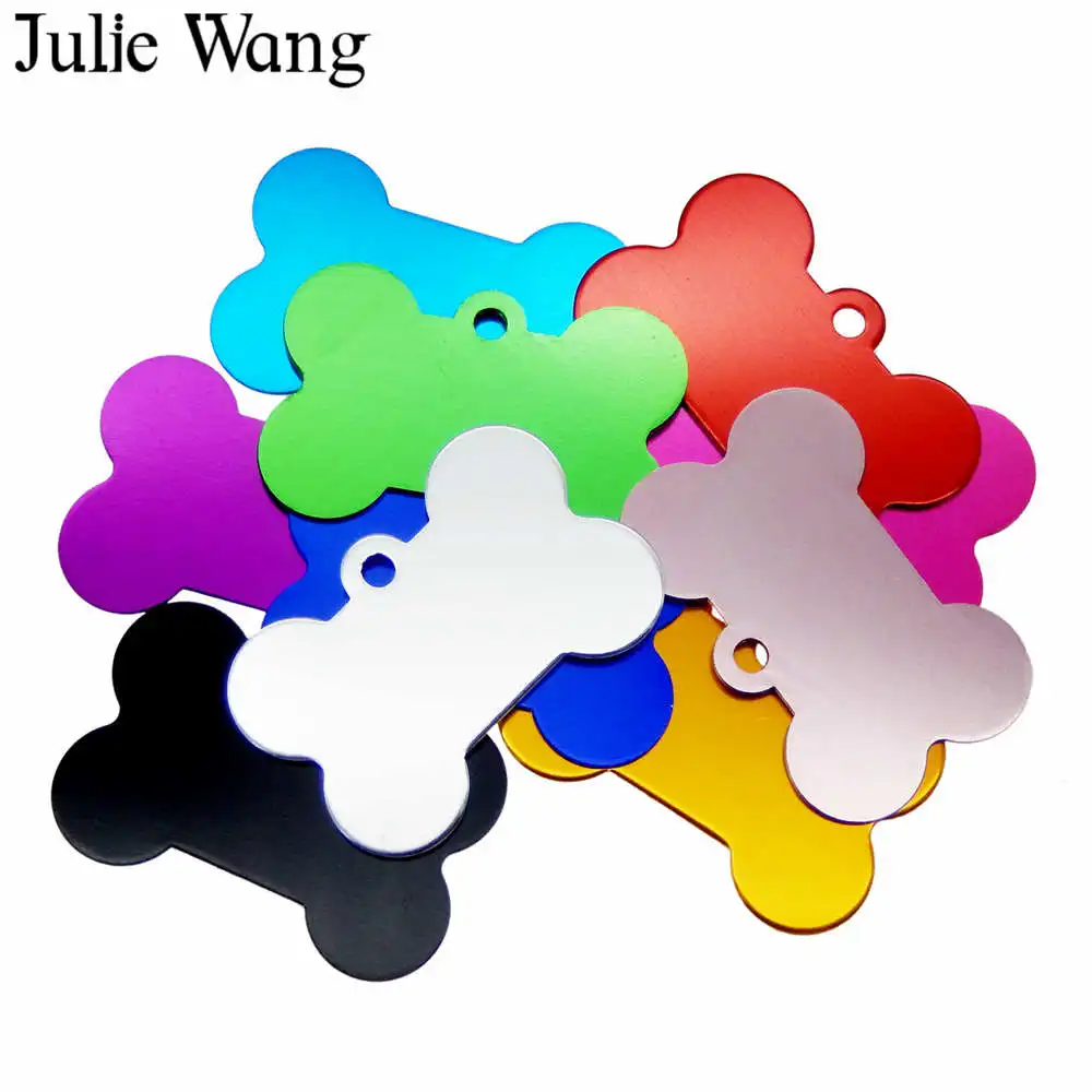

Julie Wang 10PCS Blank Bone Dog Tag Charms Aluminum Alloy Pet ID Identity For Name Phone Number Jewelry Making