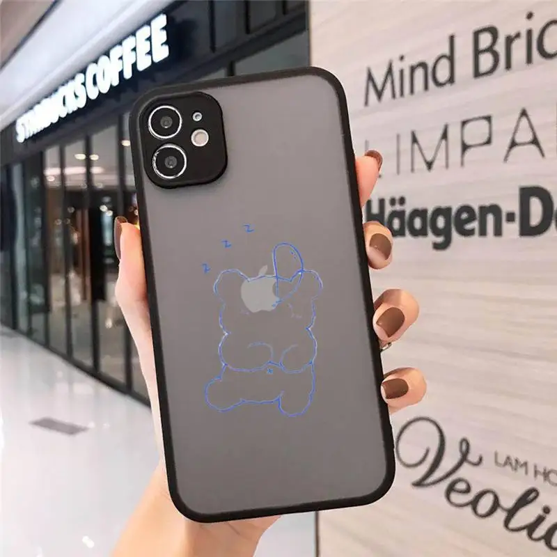 

Cute bunny bear dog stick figure Phone Case Matte Transparent for iPhone 7 8 11 12 s mini pro X XS XR MAX Plus mobile bags