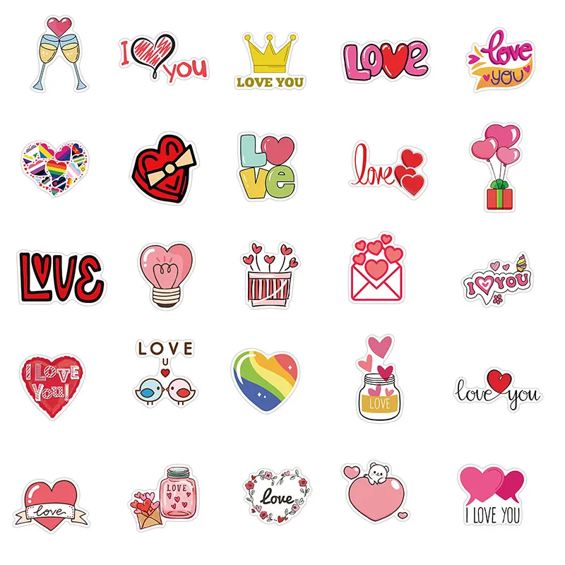 50 Uds amor pegatina de Graffiti port&aacute;til Diy Scrapbook rosa, D&iacute;a de San Valent&iacute;n decoraci&oacute;n suministros equipaje calcoman&iacute;as de Skateboard paquete-2