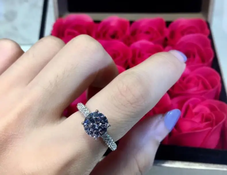 Сверкающее изящное круглое кольцо с бриллиантами роскошное CZ Кольцо цирконом