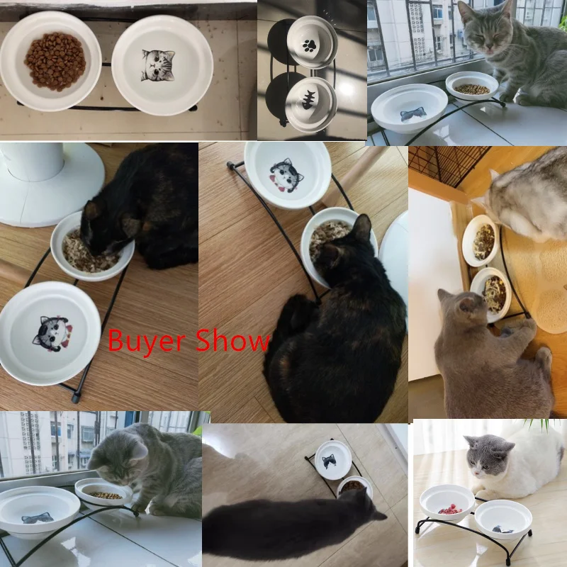 

Cartoon Pet Bowl Various Cute Patterns Stainless Steel Shelf Ceramic Bowl Feeding and Drinking Bowls for Dog Cat Pet Accessory