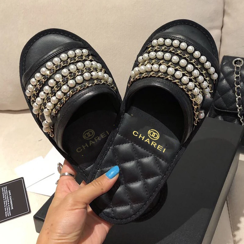 Тапки CHAREI с французской плоской подошвой полная индивидуальность Новинка лета