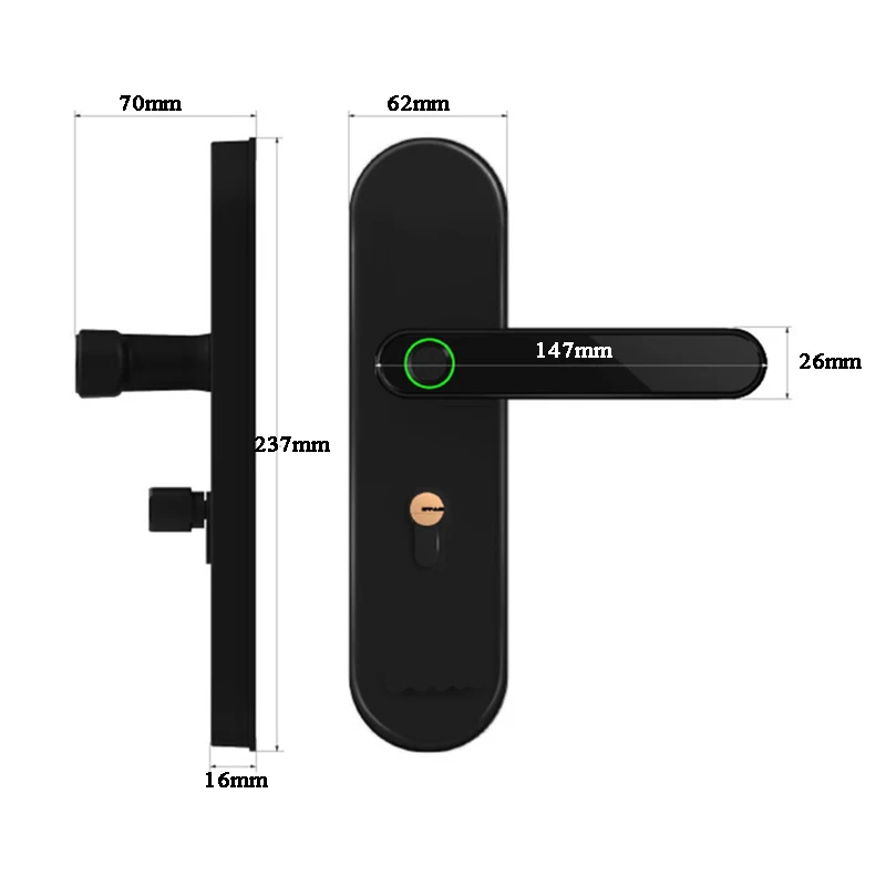 

Smart Door Lock Biometric fingerprint Lock Key Electronic Lock Handle USB Battery Home Wooden door Lock