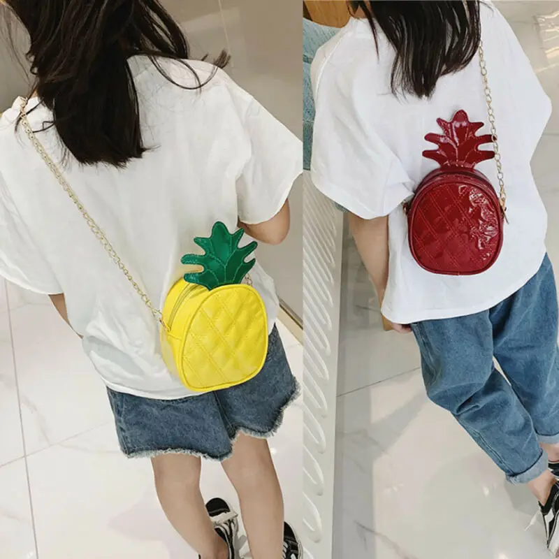 

Fashion children pineapple mini messenger bag PU leather waterproof handbag Shoulder Bags Messenger Crossbody Bag Wallet