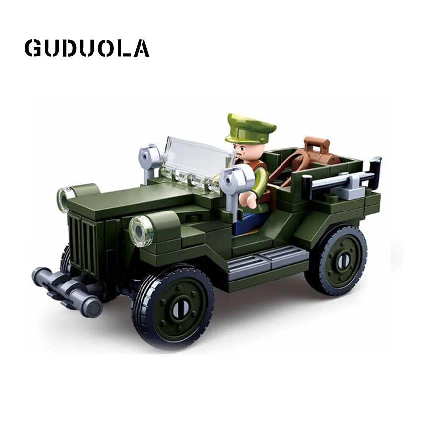 

Military Army 112pcs World War II WW2 GAZJeep SWAT Soldiers Weapon Figures Building Block Marine Corps Army Bricks Toys for Kid
