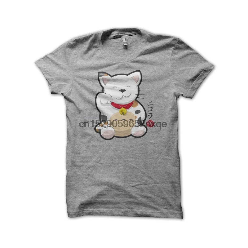 Для мужчин футболка Манеки neko и серые футболки женщин футболка|Мужские футболки|