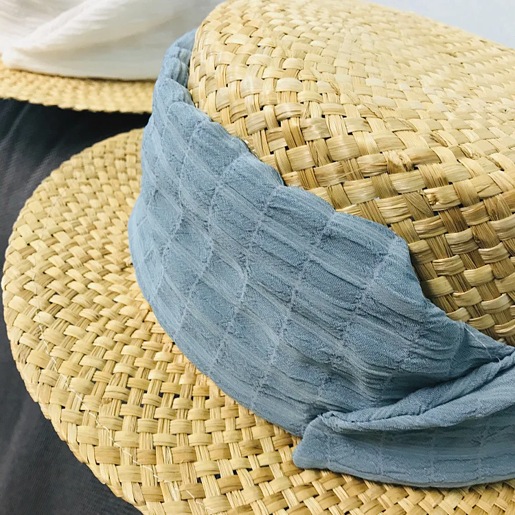 

spring summer natural grass summer hat for women woven flat top hat sunscreen beach straw hat designer cap church