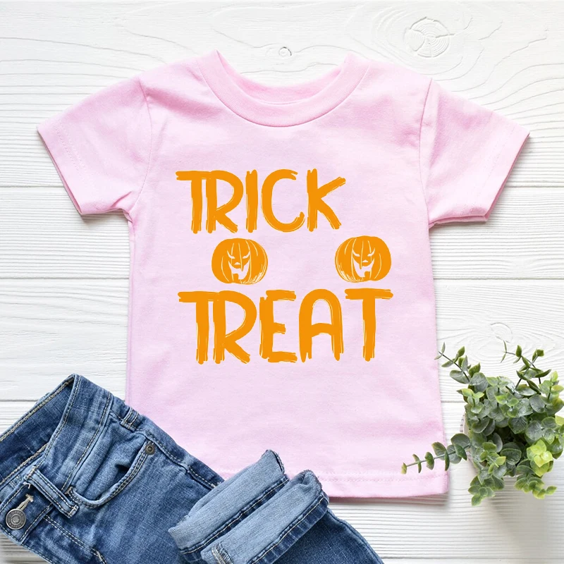 Camiseta de Halloween para ni&ntilde;o y ni&ntilde;a, camisa de manga corta con dise&ntilde;o de calabaza Vintage, divertida, de Trick Treat, 2022-3