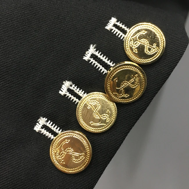 fashion 2021 TB suit men white lining gold button formal suit set men weding blazers and long pants smart casual suits male