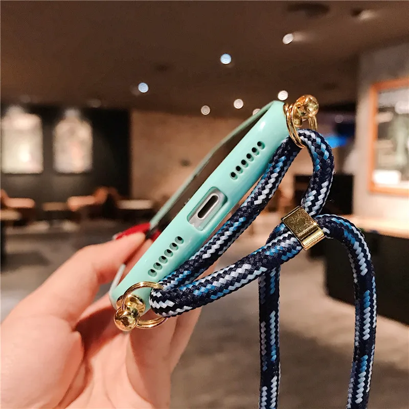 

Border glitter transparent Cord Chain Necklace Lanyard soft case for iphone 12 Pro Max MiNi 11 Pro Max X XS XR 7 8 Plus SE 2020