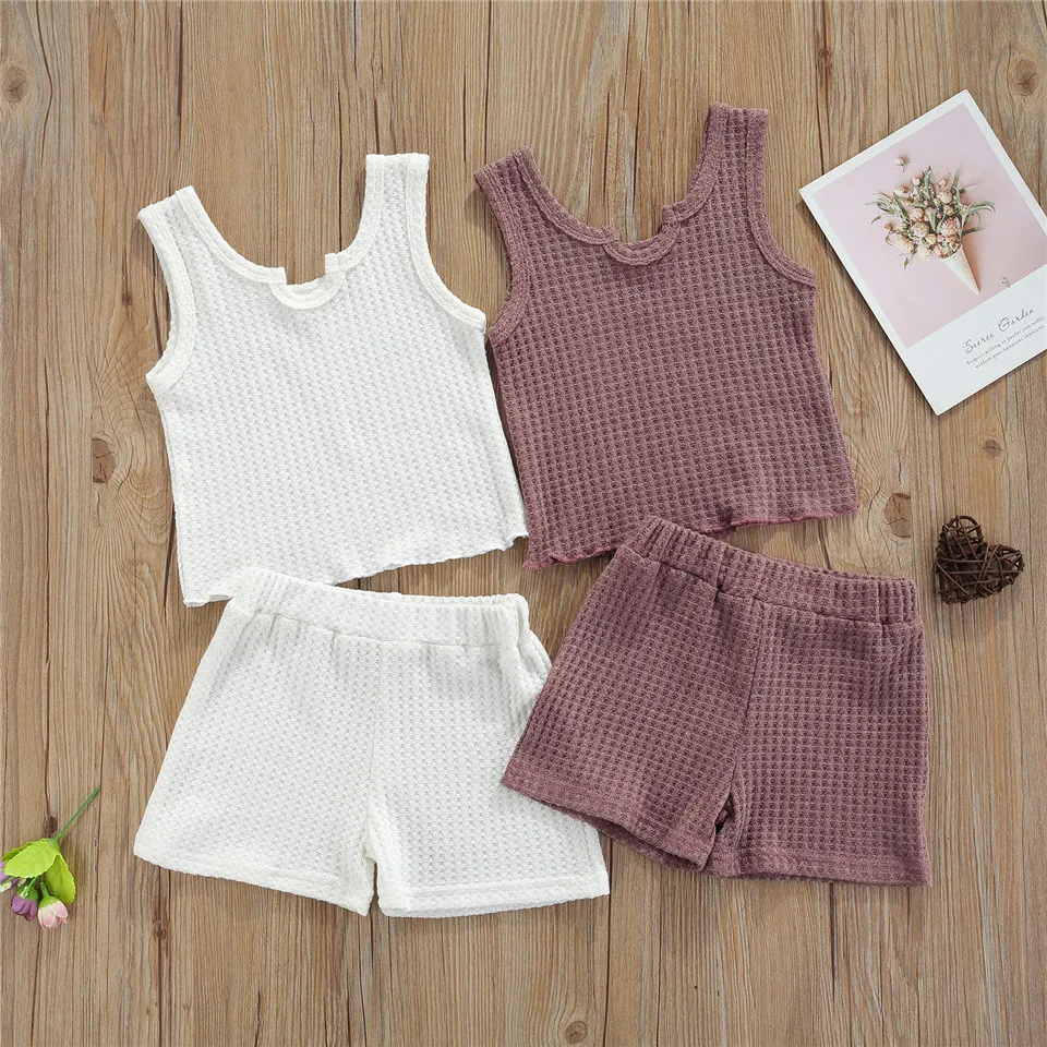 

WenaZao Infant Toddler Casual Outfits, Baby Pattern U-shaped Neck Tank Top + Shorts Kid Summer Breathable Clothing Set