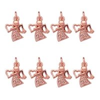 10pcs environmental brass pave cubic zirconia angel charms connectors pendants for jewelry making diy ladies bracelet rose gold