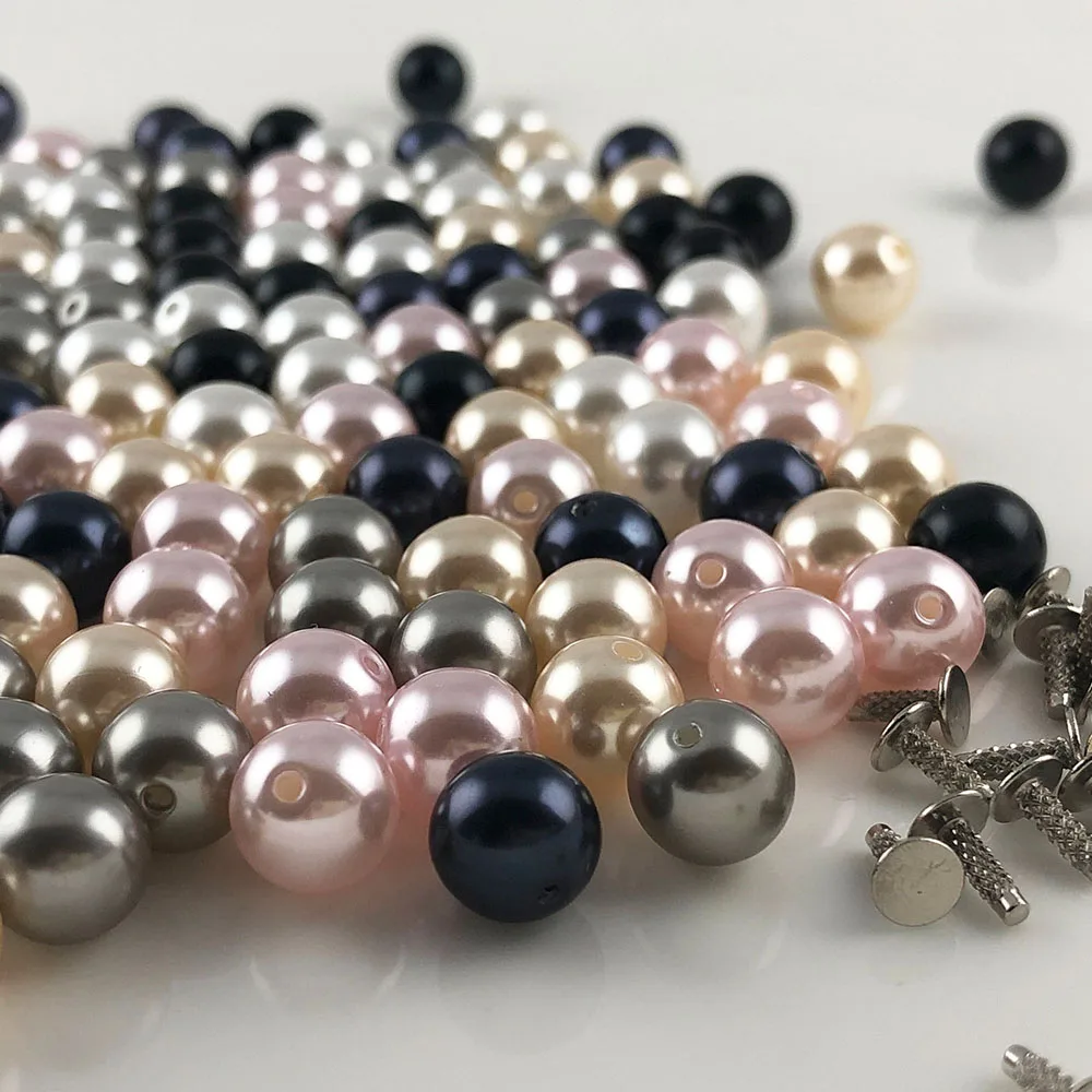 

YORANYO 100/200 Sets Round Imitation Pearl Rivets Punk Rivets Studs Spikes Decor Rivets Fit For Belts Bags Shoes Garments DIY