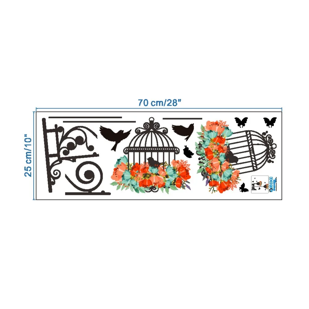 

Birdcage Flower Flying For Living Room Nursery Room Wall Stickers Vinyl Wall Decals Wall Sticker For Kids Room Home Decor