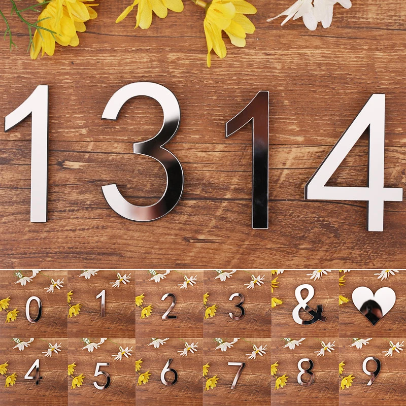 1 шт. Серебристые Акриловые наклейки с арабскими цифрами 3D зеркальные на стену