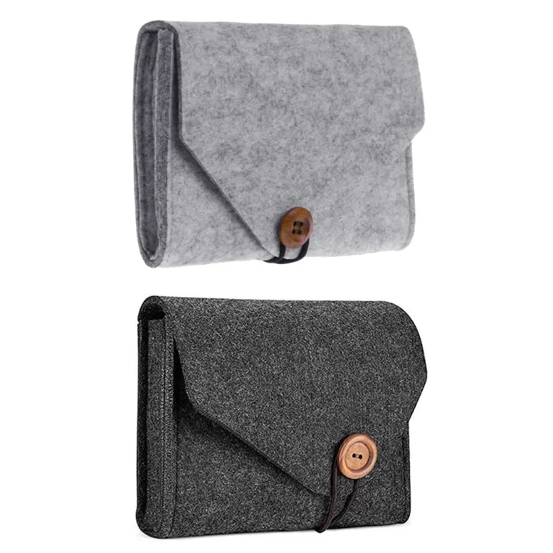 

New Felt Pouch Power Bank Storage Bag For Data Cable Mouse Travel Organizer