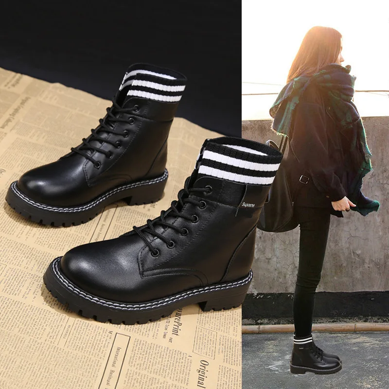 Ботинки Martin Женская обувь с коротким голенищем на толстом каблуке zapatos de Mujer Новые