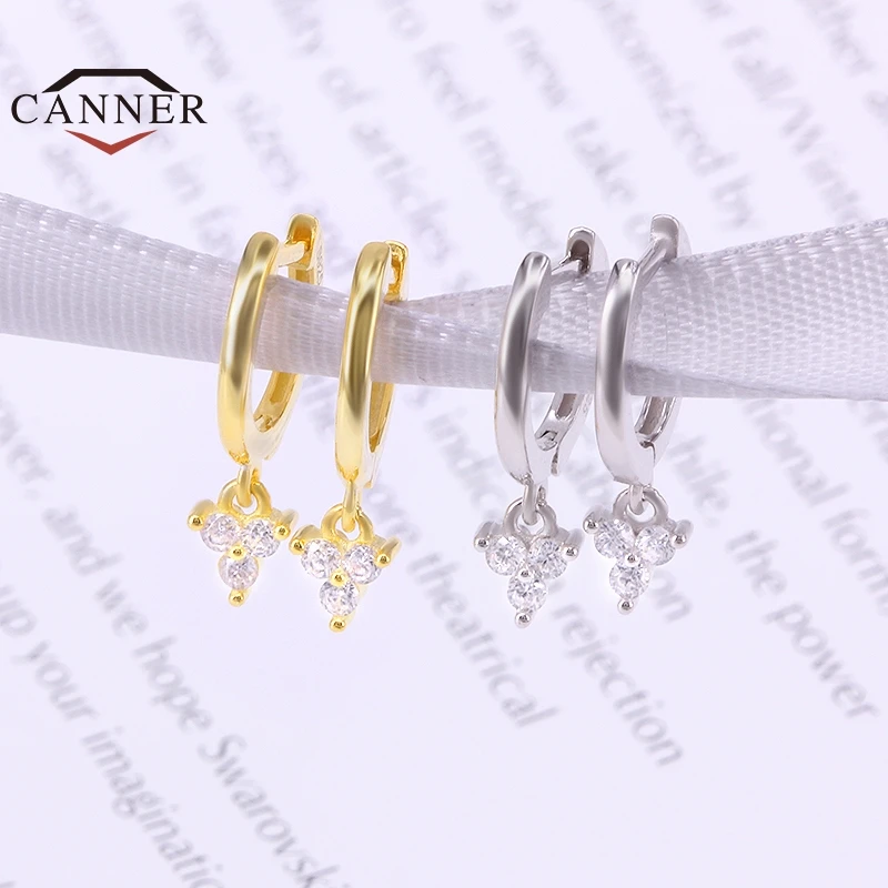 

CANNER Hoop Earrings For Women 100% 925 Sterling Silver Geometric CZ Zircon Small Piercing Earring Earings Jewelry Pendientes