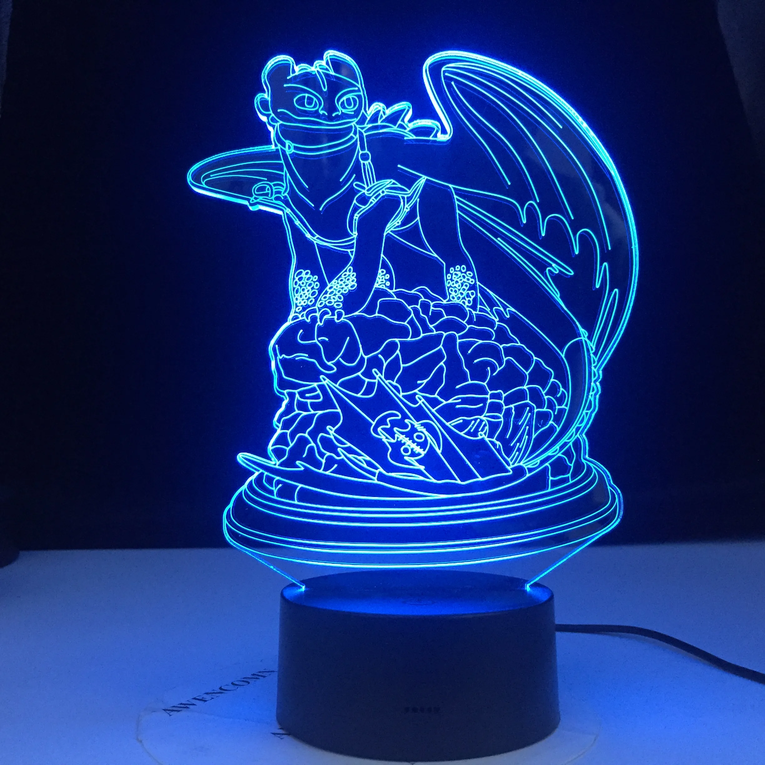 How to Train Your Dragon 2 Lamp Dragon Toothless Lamp Illusion Touch 3d Table Lamp Nightlight Light Fury Led Night Light