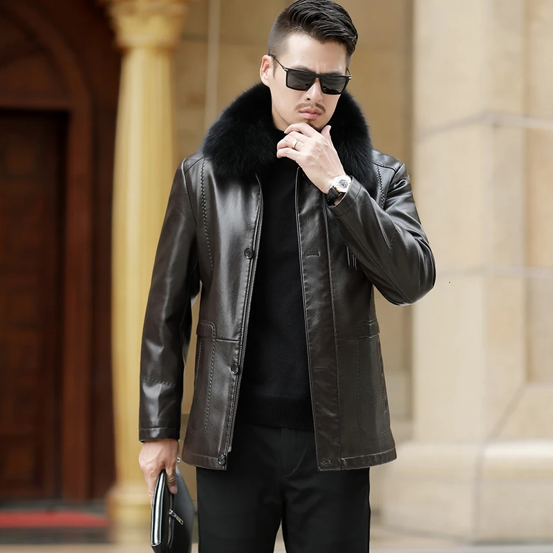 NEW Youth Winter Fur Leather Jacket Mens Plus Size Suede Leather Jackets Men Faux Fur Thick Warm Long Suede Jacket zipper