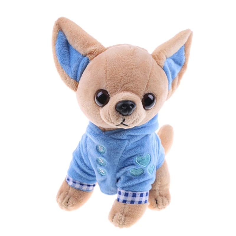 

2Pcs 17cm Chihuahua Puppy Kids Toy Simulation Animal Doll for Girls Children Cute Stuffed Dog Plush Toy Pink & Blue