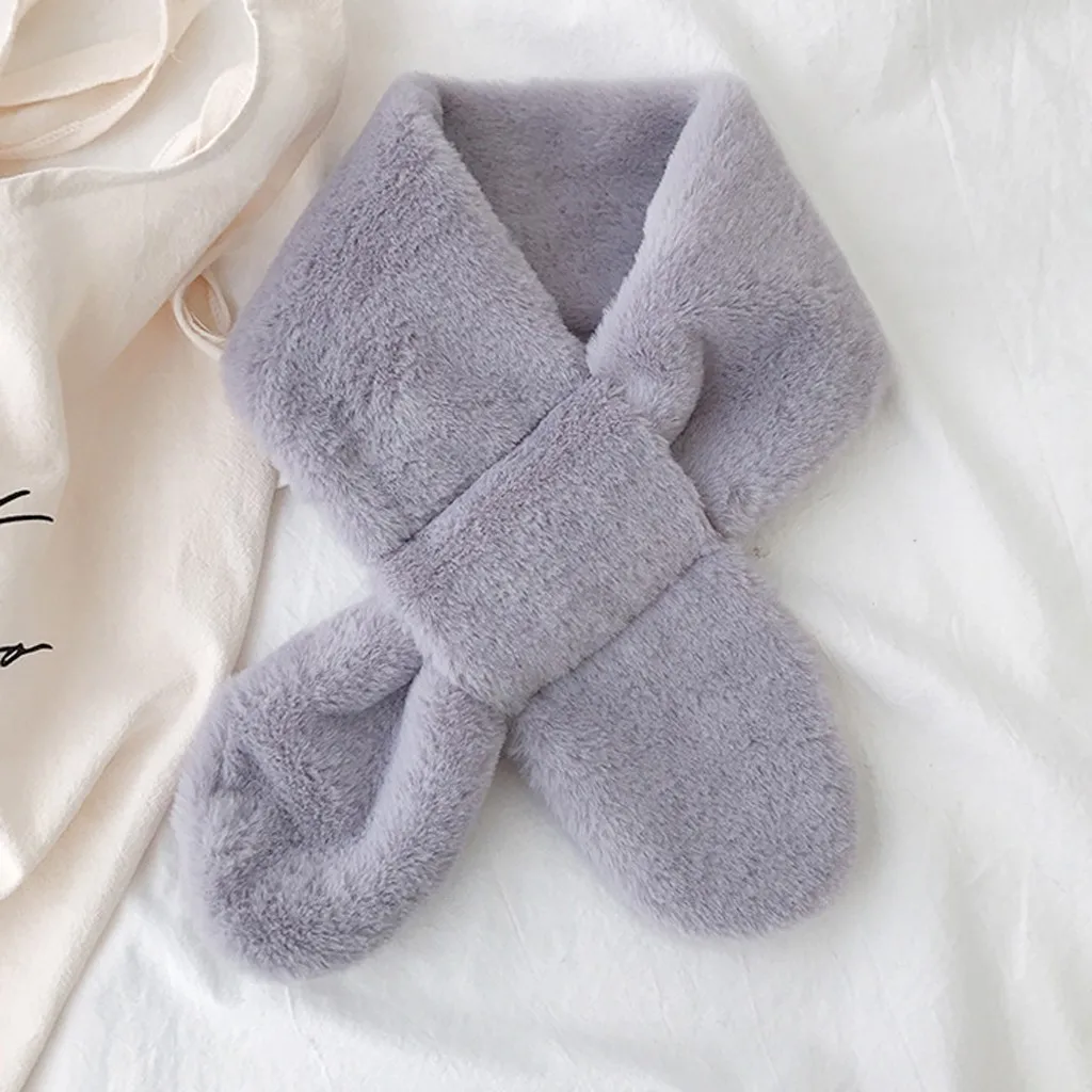 2019 женский шарф модный зимний из искусственного меха чистый цвет верхняя одежда