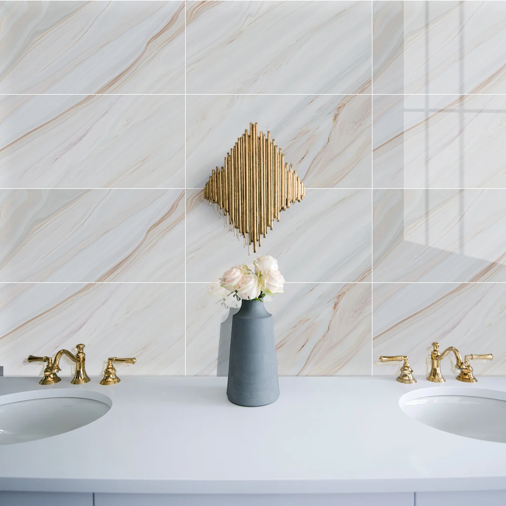 self adhesive classic marble tile stickers waterproof oil proof peel and stick wall sticker kitchen bathroom backsplash decor free global shipping