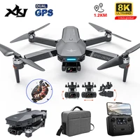 xkj new gps drone 4k profesional 8k hd camera 3 axis gimbal aerial photography brushless foldable quadcopter rc dron toys gifts
