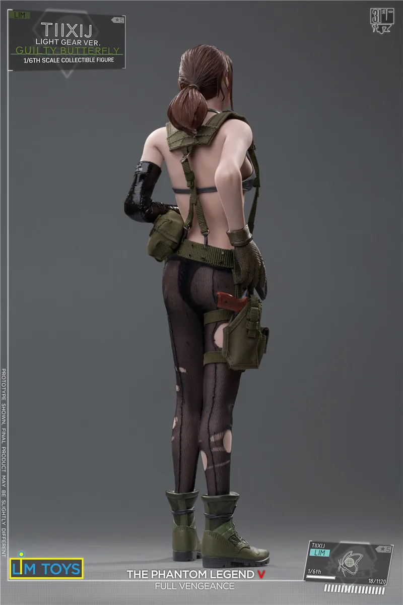 1/6 Scale Guilty Butterfly Female Shooter Clothes Accessory Set with Head Sculpt for DIY Soldier Figures